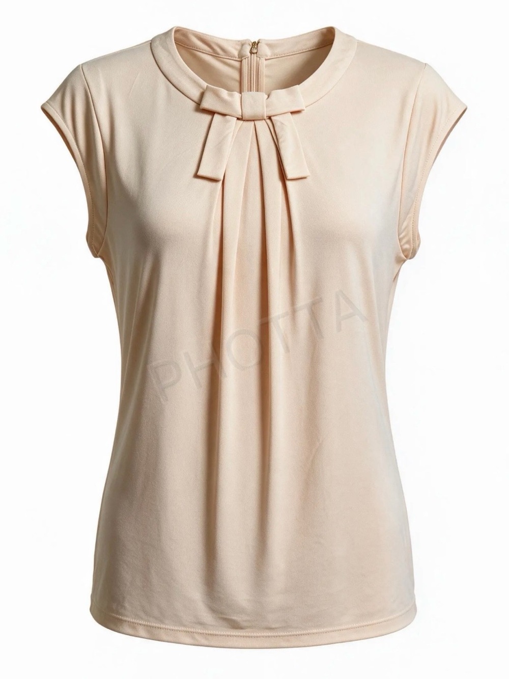 Karl Lagerfeld Soft Yellow/Peach Bow-Front Cap Sleeve Blouse